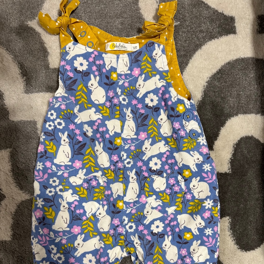 Baby Boden Cord Bunny Overalls